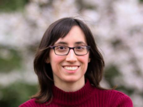 Leigh Gialanella with cherry blossom in background