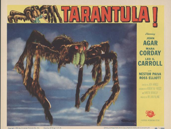 Movie promotional ad with text TARANTULA! and image